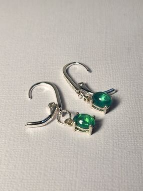 NIB Ethiopian Welo Opal 925 Leverback Drop Earrings Aqua Green